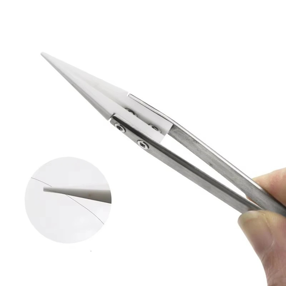 Electronics Repair Hobby - 3 Stück isolierte Keramikspitzen-Pinzetten aus Edelstahl,